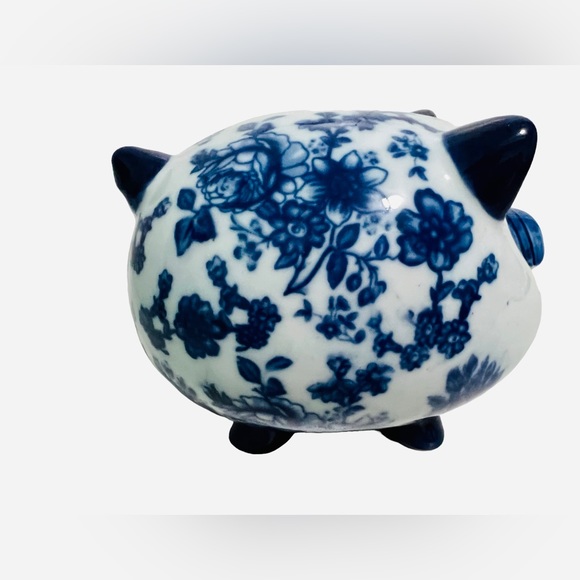 Vintage Delft Style Cobalt Blue Hand-painted Ceramic Piggy Bank - Picture 6 of 7